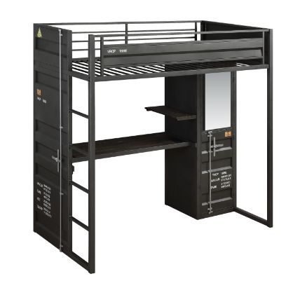 Cargo - Twin Loft Bed With Desk & Wardrobe - Gunmetal