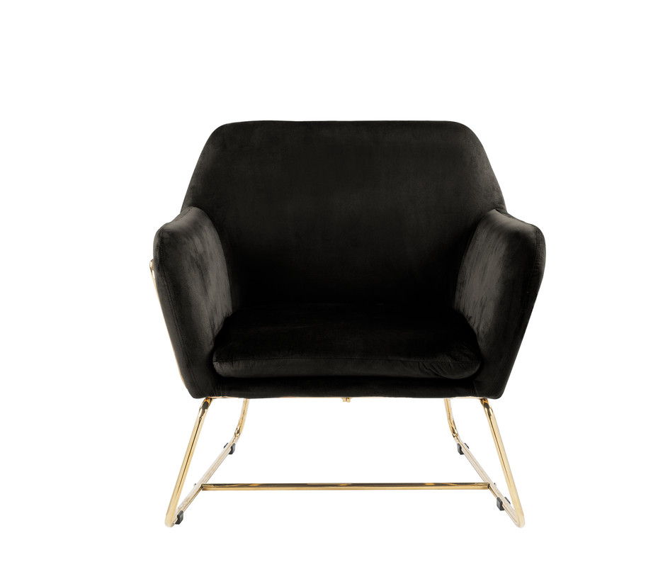 Keira 29.5"W Black Velvet Accent Chair with Metal Base