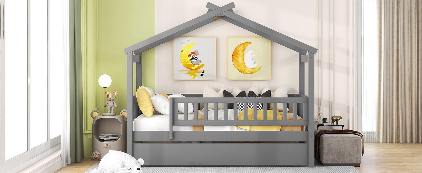 Creativity House Bed With Twin Size Trundle