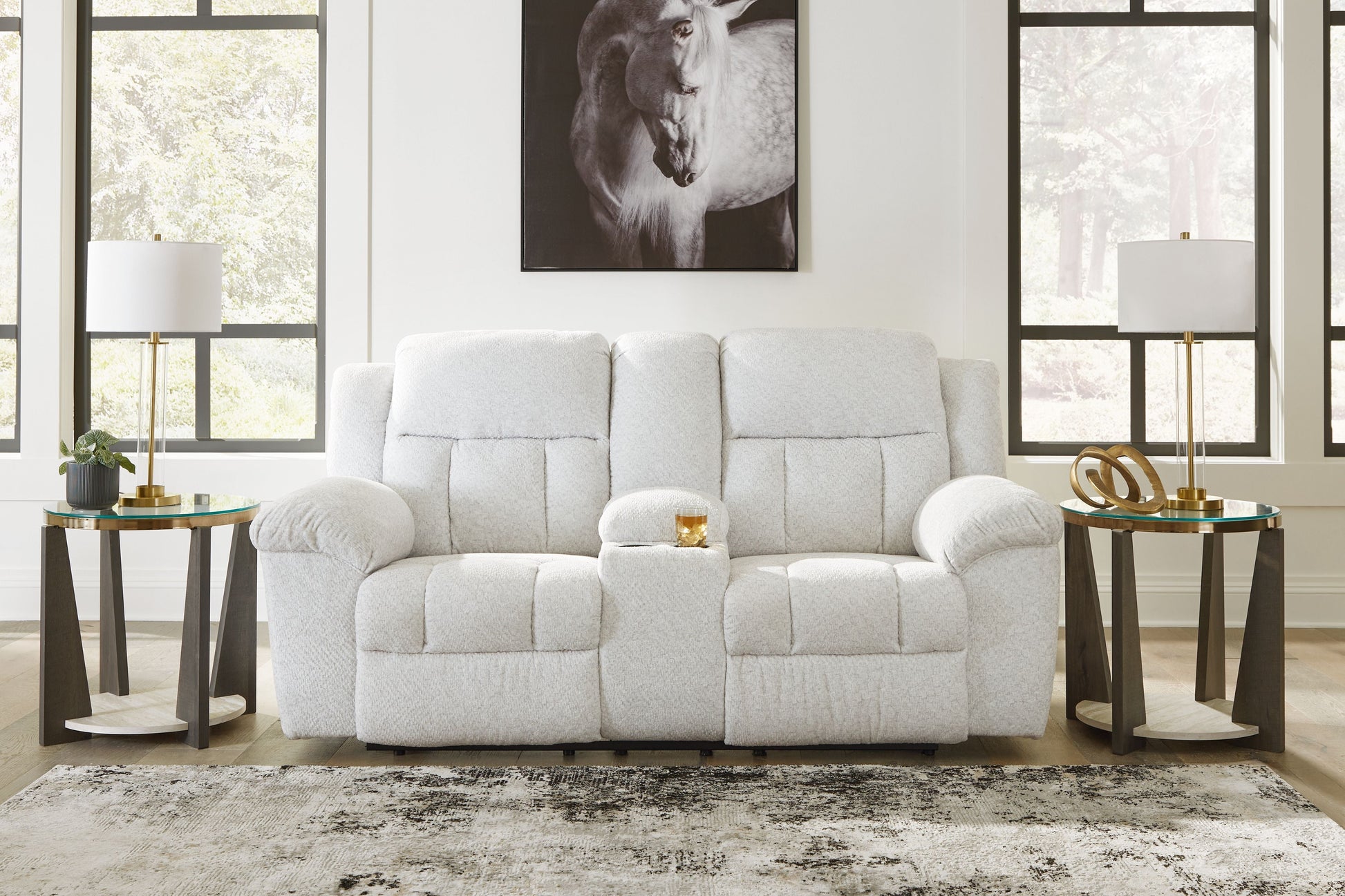 Signature Design by Ashley® Frohn - Dbl Reclining Loveseat With Console | Meri Furniture