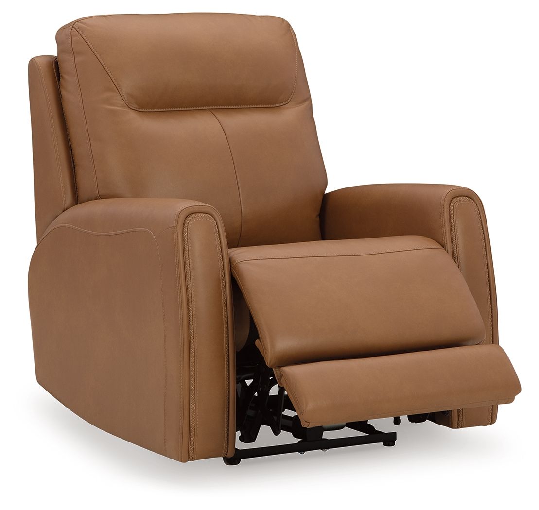 Signature Design by Ashley® Tryanny - Butterscotch - Power Recliner/ Adj Headrest | Meri Furniture