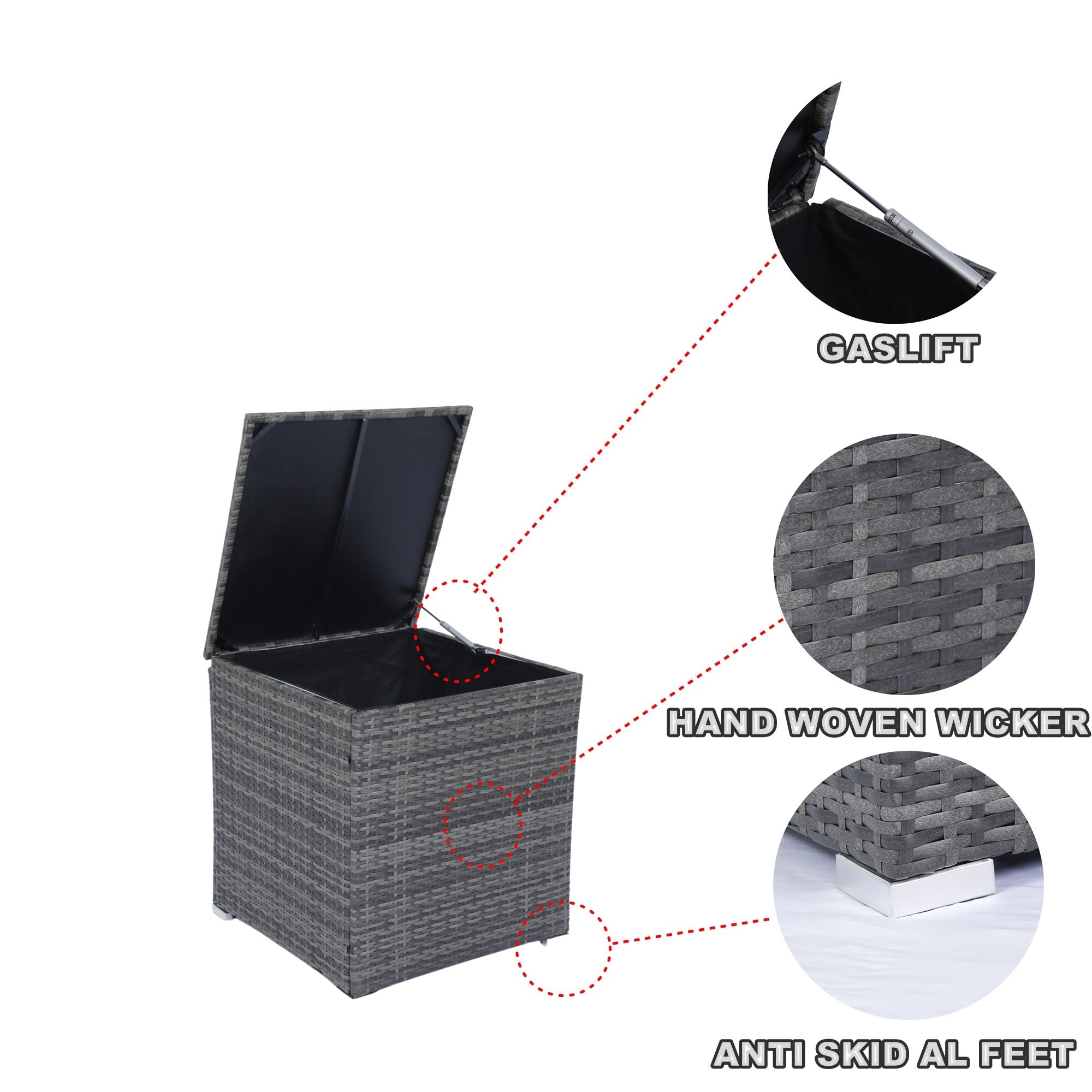 8 Piece Patio Sectional Wicker Rattan Outdoor Furniture Sof Set With One Storage Box Under Seat And Cushion Box - Gray / Black