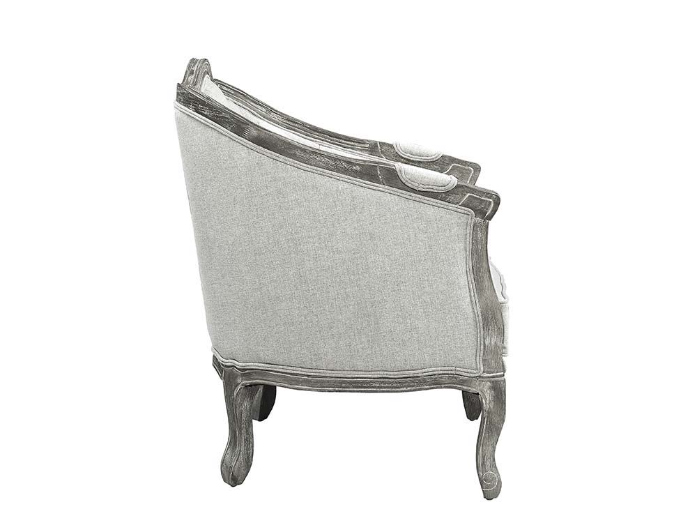 ACME With a nod to vintage French design, the Samael is a modern interpretation of a camel-back sofa is distinguished by its exposed, and beautifully carved, wooden frame that wraps you in comfort. | Meri Furniture