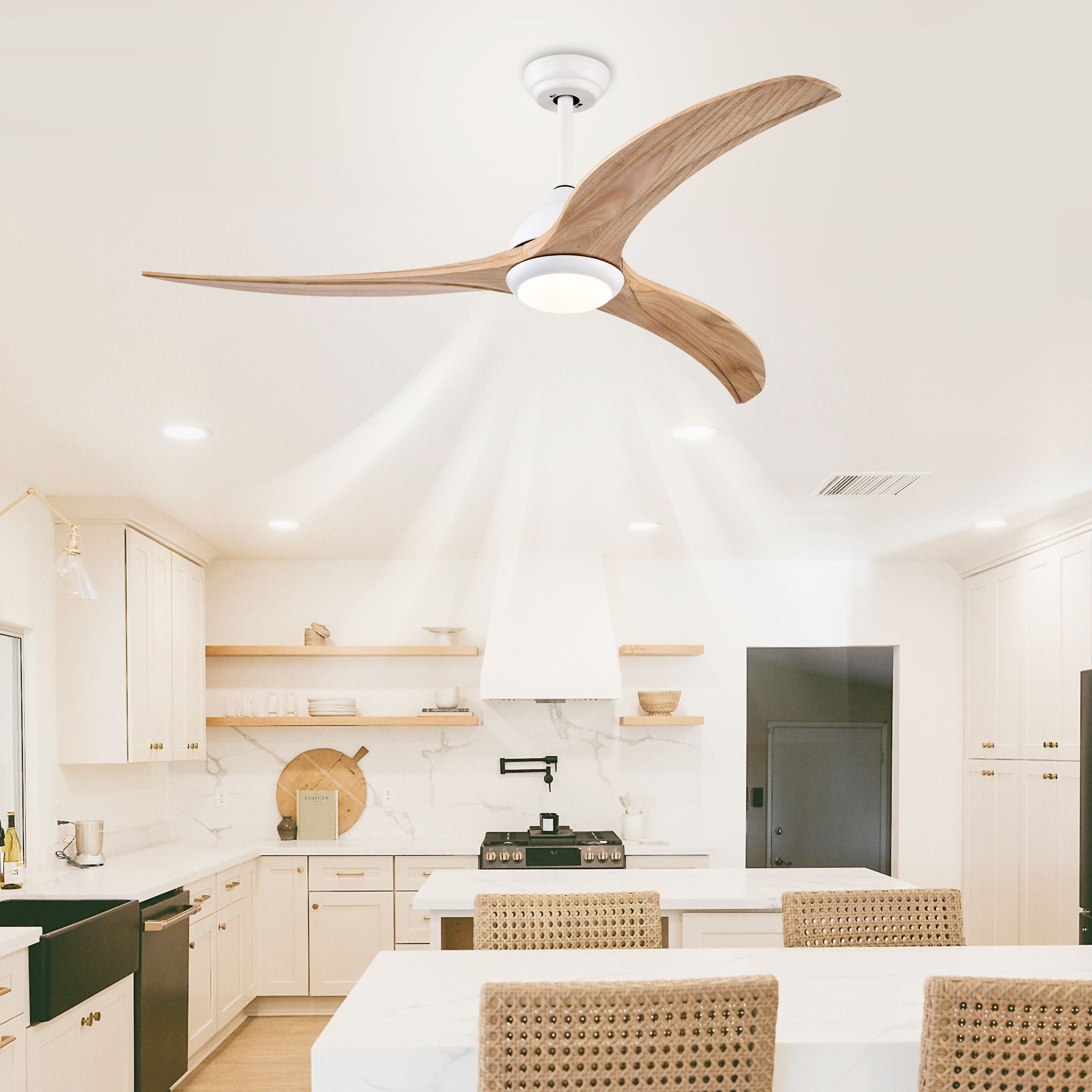 Indoor Outdoor Ceiling Fan With Light With Remote Control, Noiseless Reversible Motor, 6 Speed, 3 Color