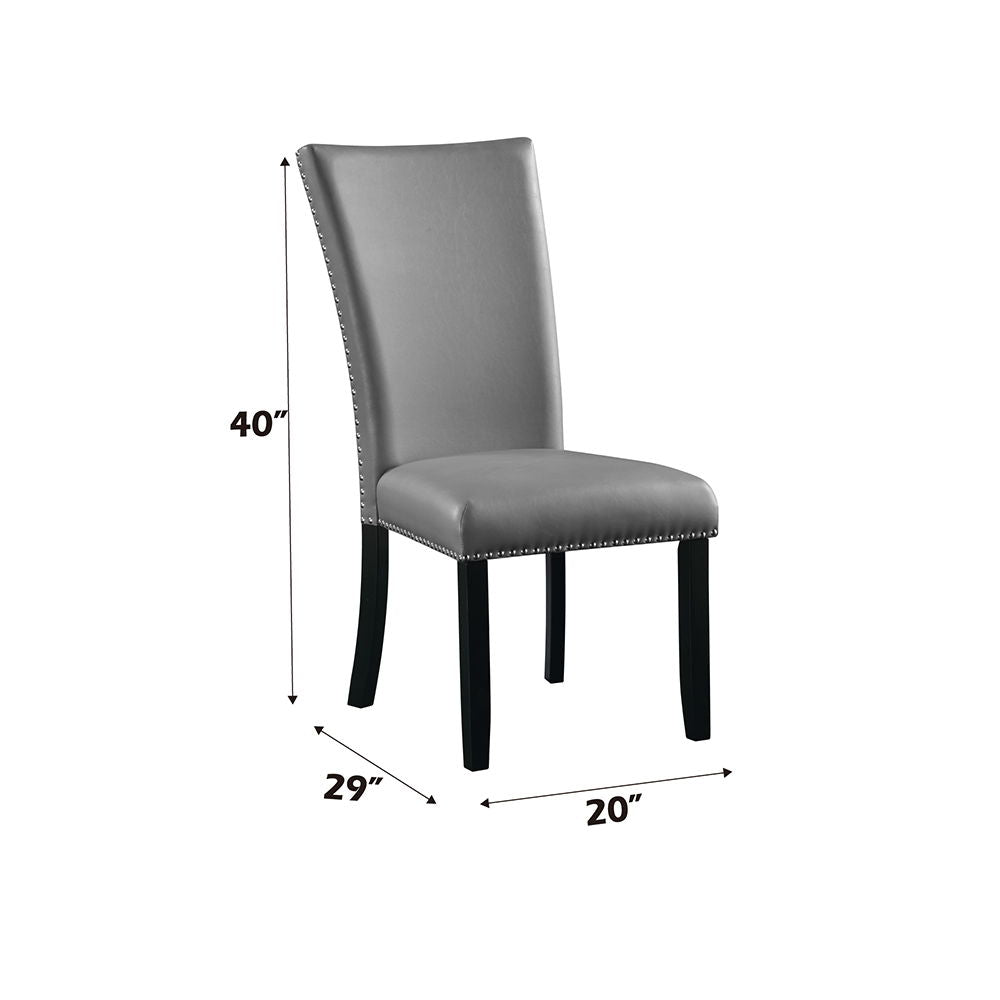 Caralin - Side Chair Set of 2) - Gray Synthetic Leather & Black