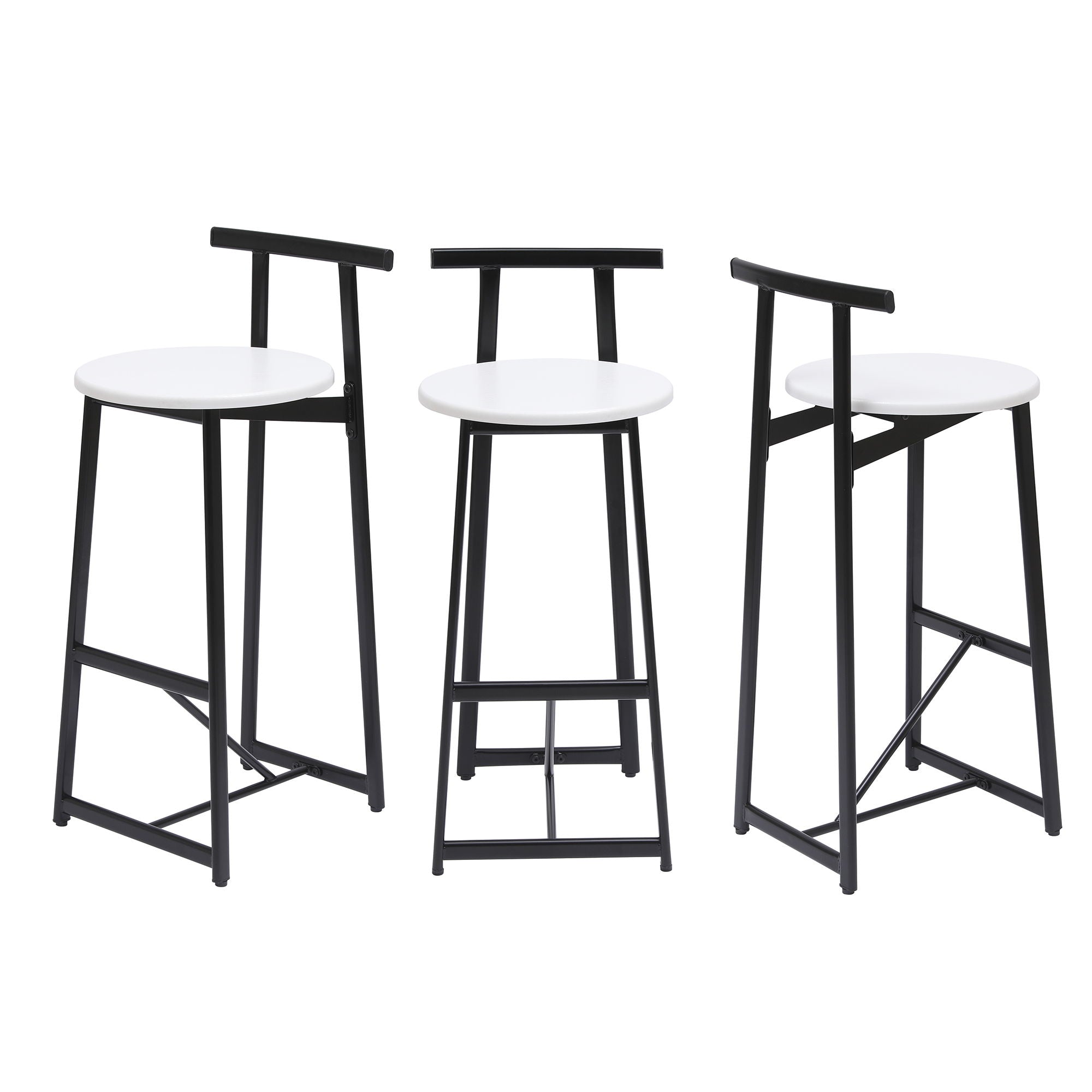 Modern Bar Stools With Backrest For Kitchen (Set of 3)