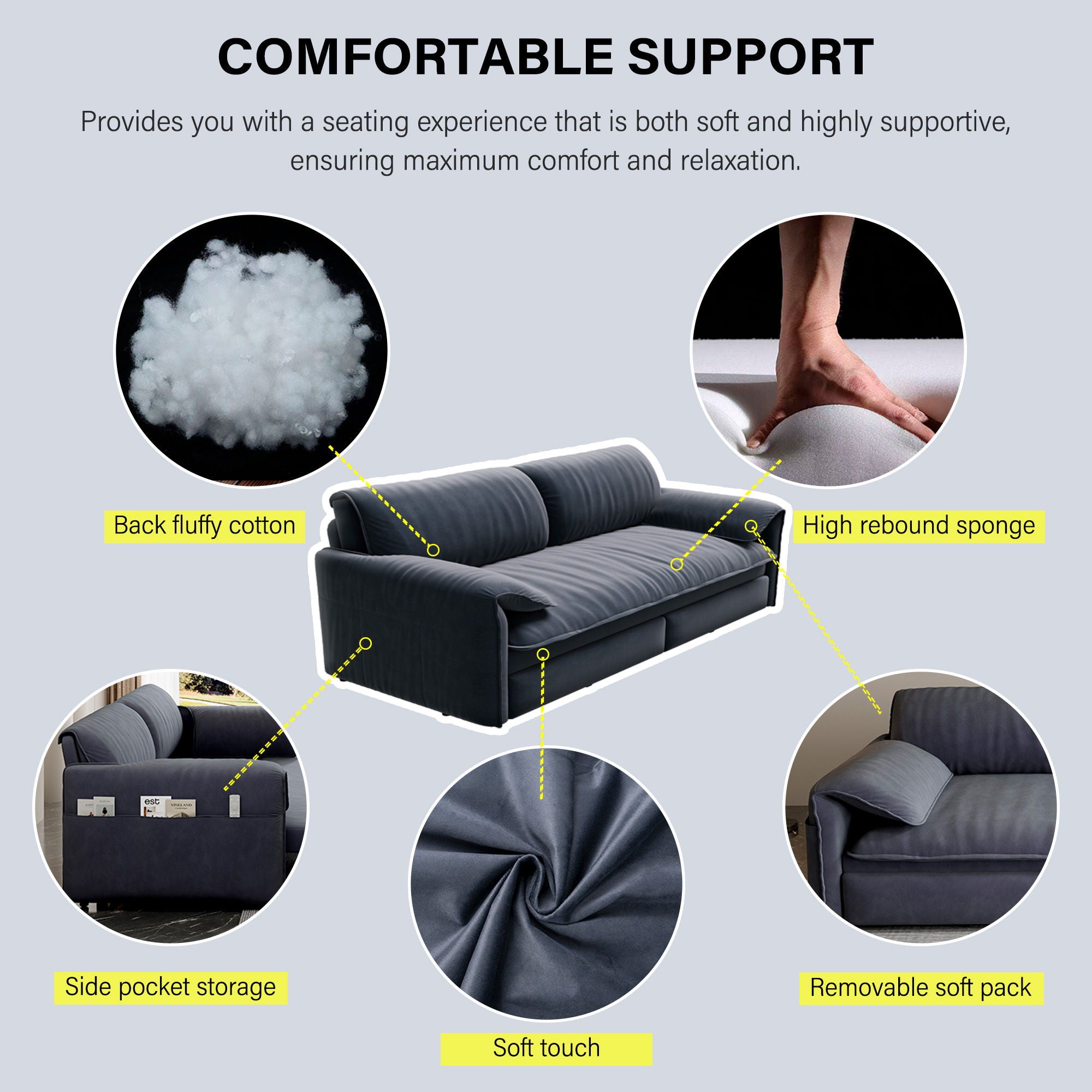 Queen Pull Out Sofa Bed With Side Storage