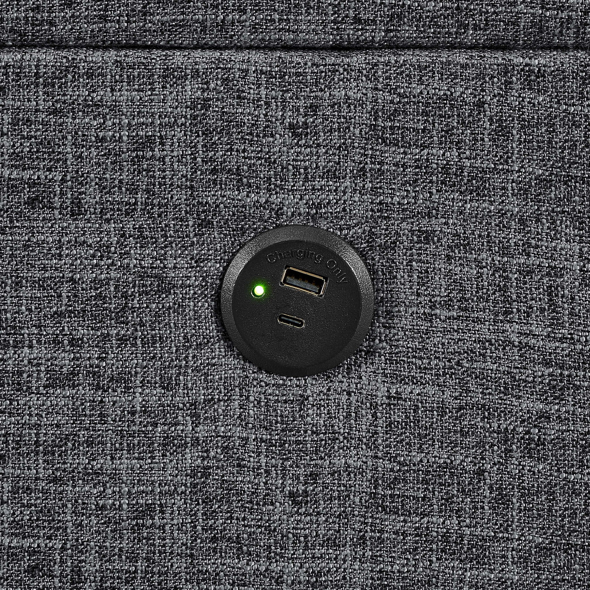 Camden - Power Sectional Sofa With Storage Ottoman And Built In Charging Ports - Gray