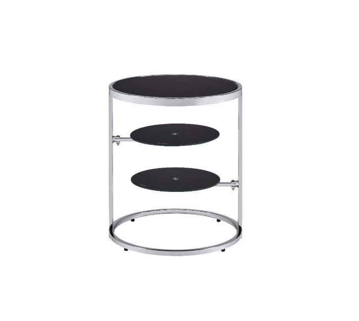 ACME Lynch - Accent Table - Black & Chrome Finish | Meri Furniture