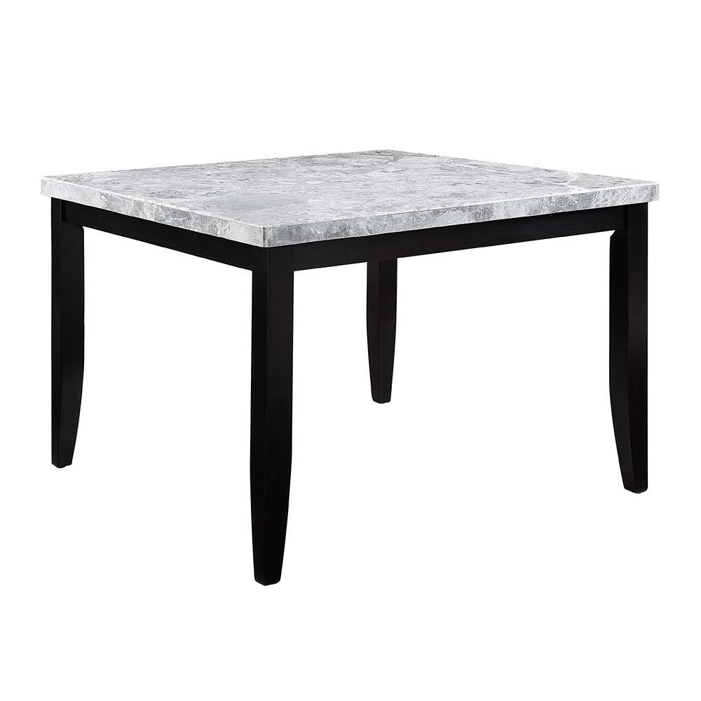 ACME Hussein - Counter Height Table With Marble Top - Marble & Black Finish | Meri Furniture
