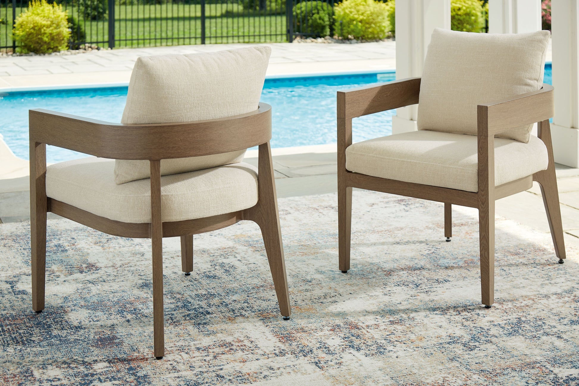 Signature Design by Ashley® Serene Bay - Dark Brown / White - Arm Chair With Cushion (Set of 2) | Meri Furniture