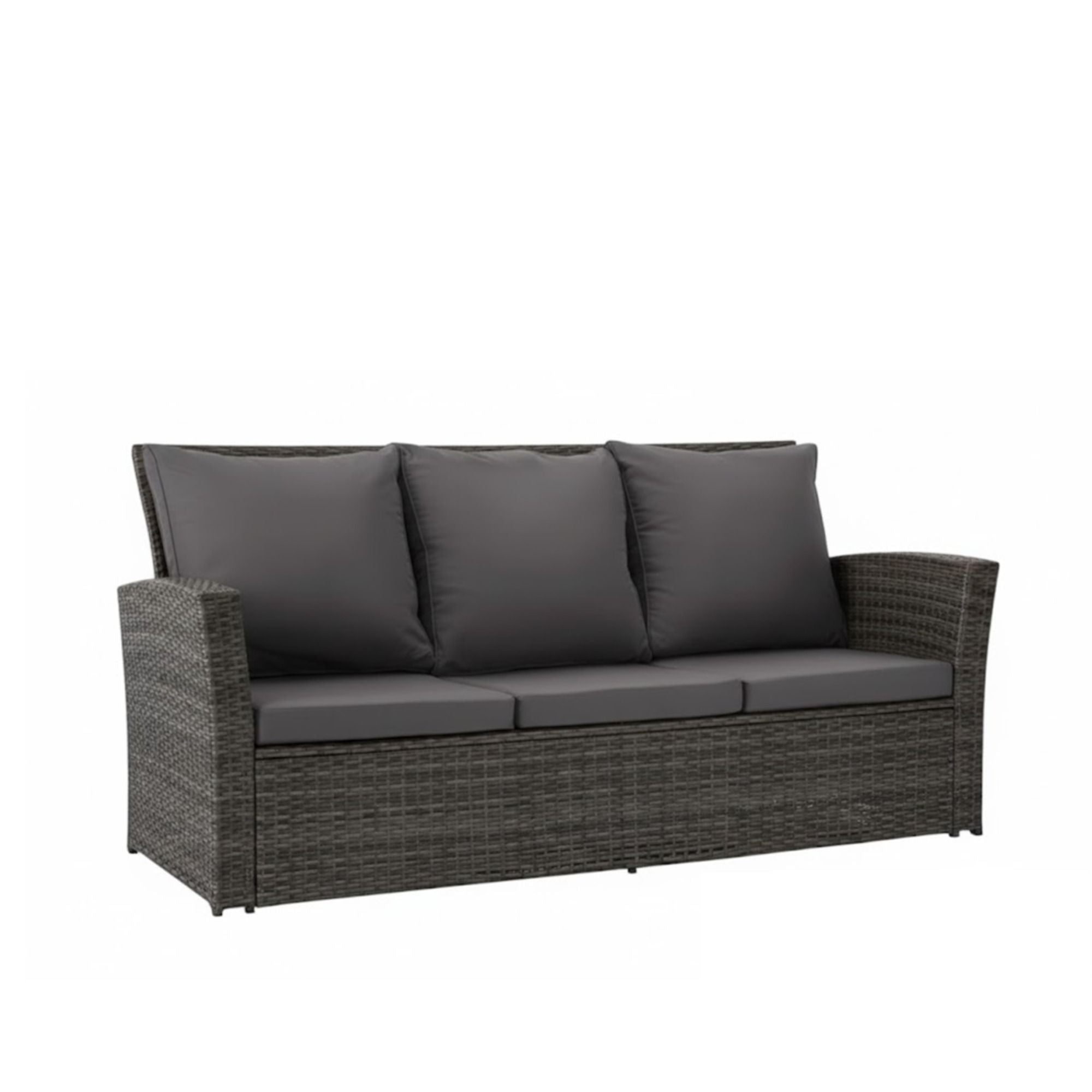 All-Weather Wicker 3 Seat Patio Sofa With Thick Cushions