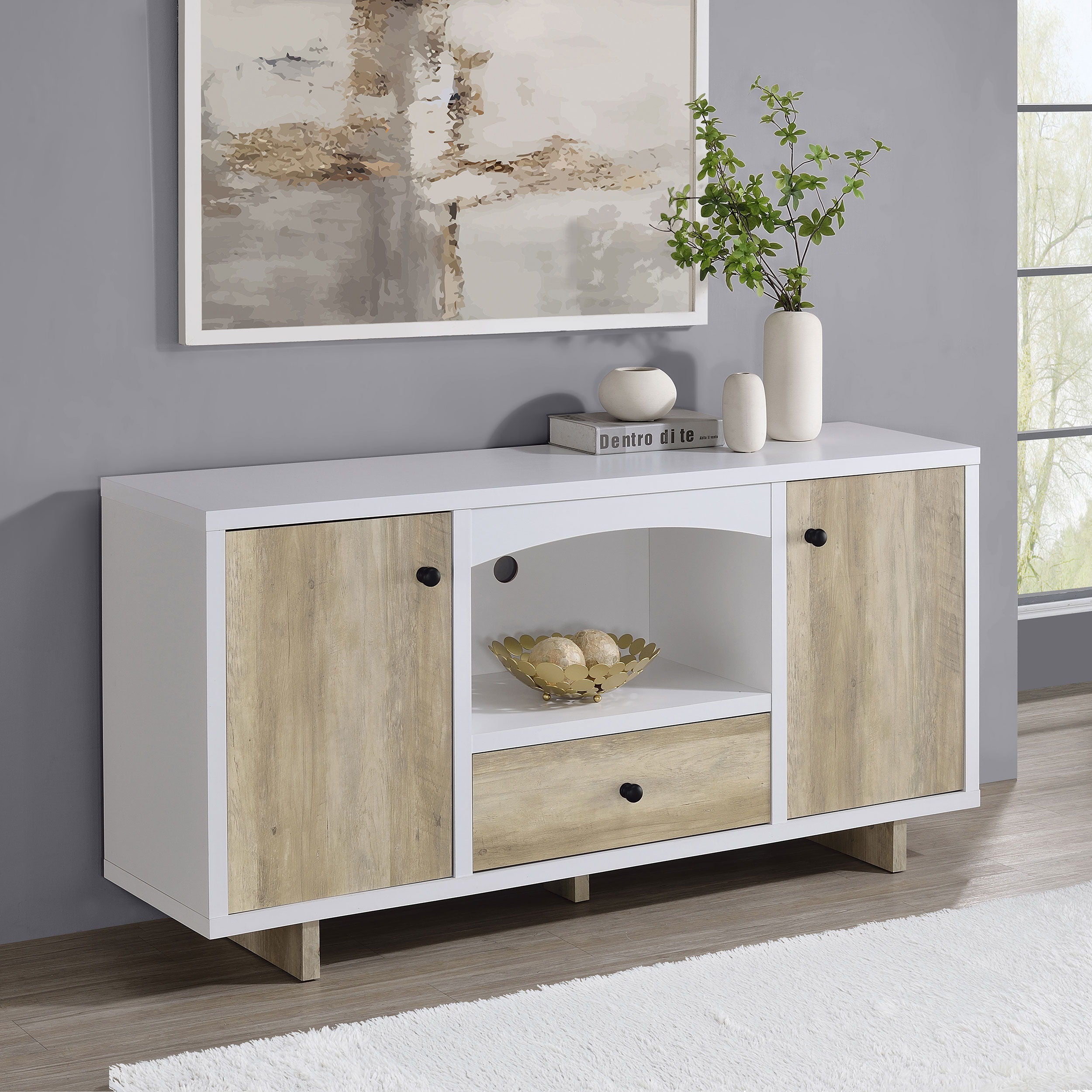 Coaster Fine Furniture Dalton - 2 Door Storage Credenza - White And Distressed Pine | Meri Furniture