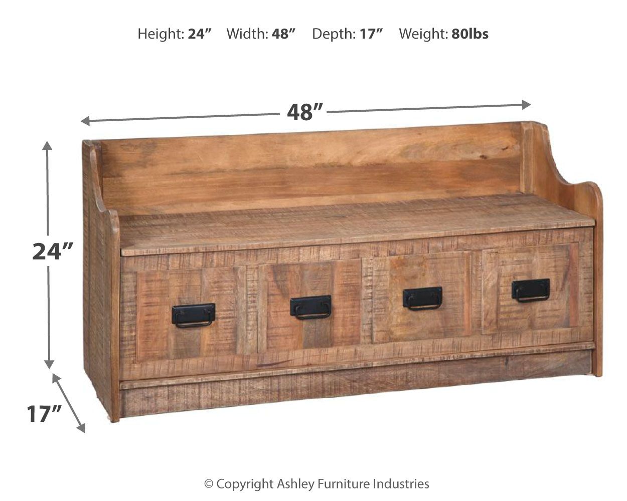 Ashley Furniture Garrettville - Brown - Storage Bench | Meri Furniture