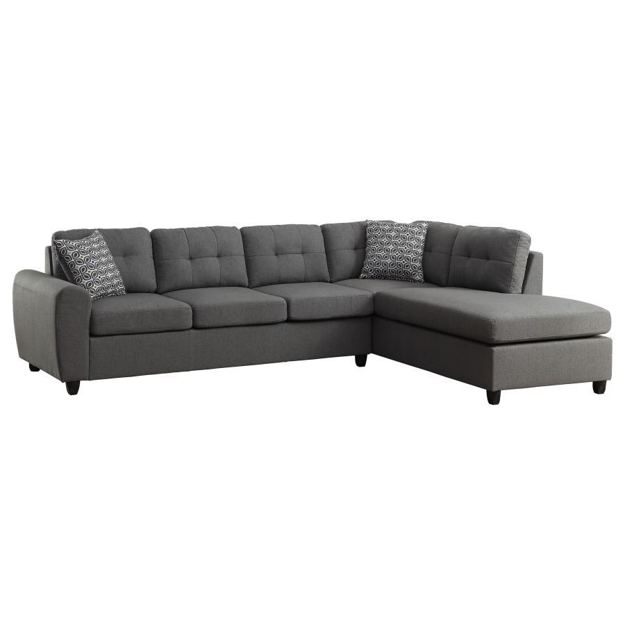 Coaster Fine Furniture Stonenesse - Upholstered Sectional Chaise Sofa - Gray | Meri Furniture