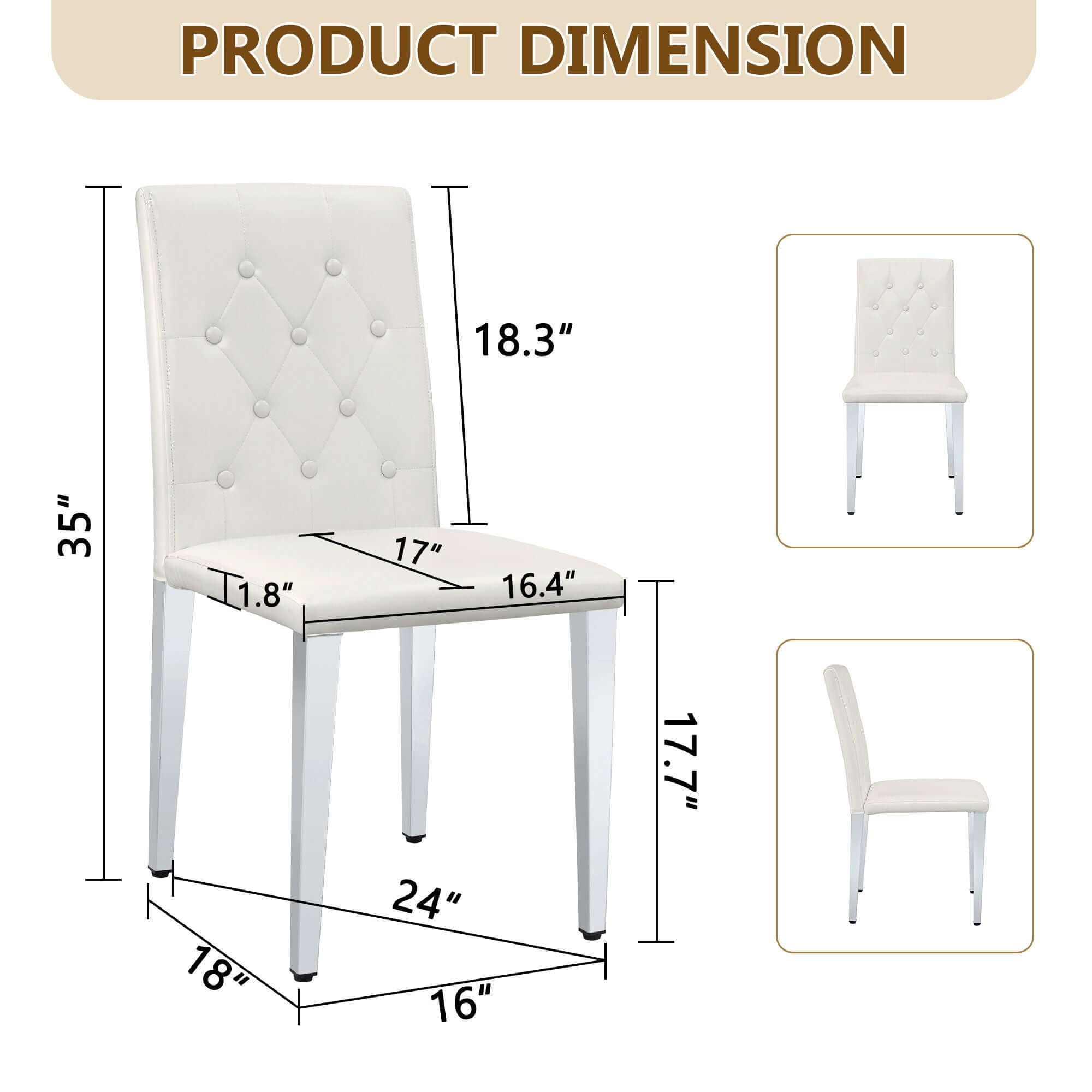 Dining Chairs With Ergonomic Buckle Backrest For Home