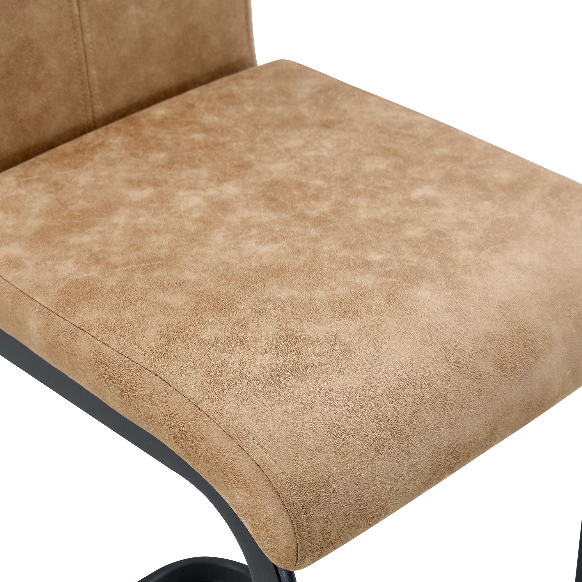 Modern Tech Fabric Bar Stool (Set of 2) With Metal Legs 42.5" Tall For Home Bar & Restaurant - Black / Brown