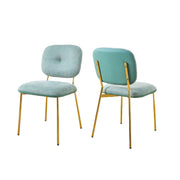 Modern Dining Chairs (Set of 2) Upholstered Accent Chairs With Metal Legs Space Saving Contemporary Seating - Green