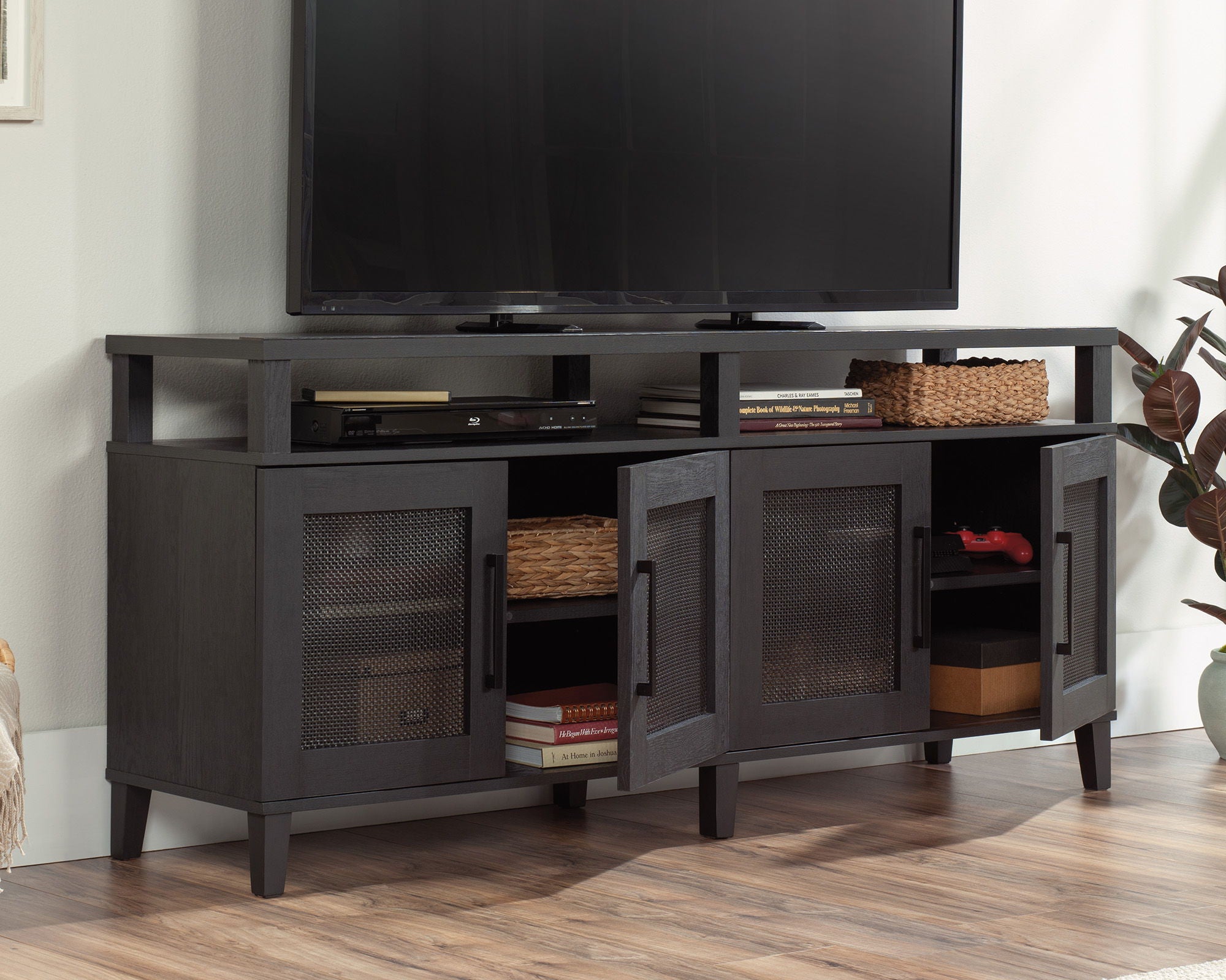 TV Credenza with Doors in Raven Oak
