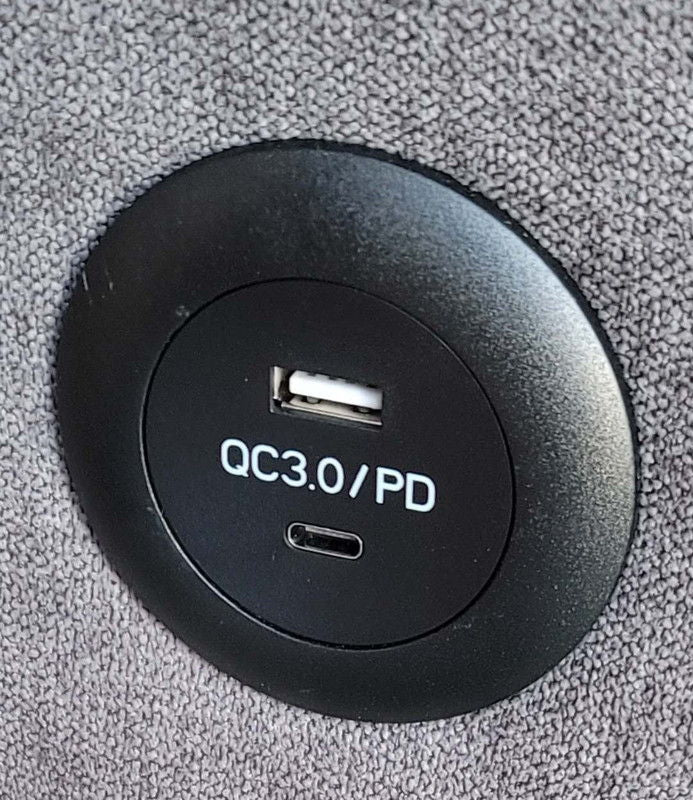 Toby 95"W Gray Woven Fabric Reversible Sleeper Sectional Sofa with Storage Chaise Cup Holder Charging Ports and Pockets