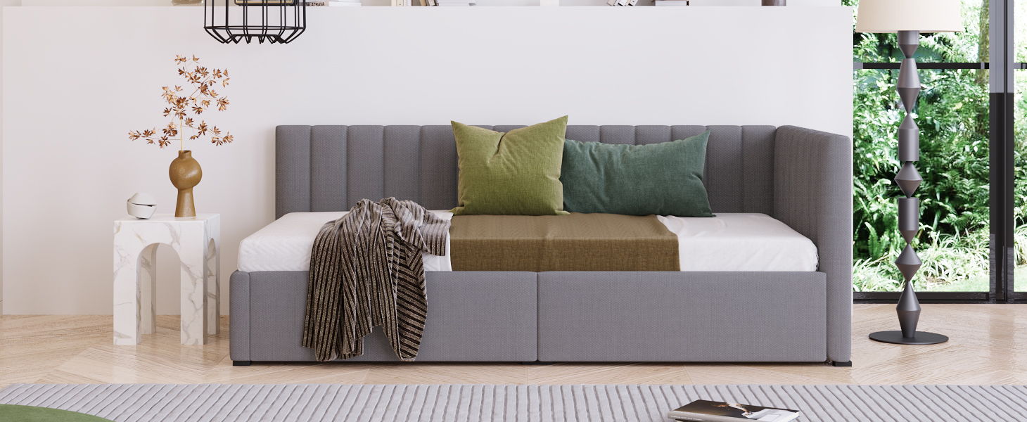Upholstered Daybed, Sofa Bed Frame, No Box Spring Needed