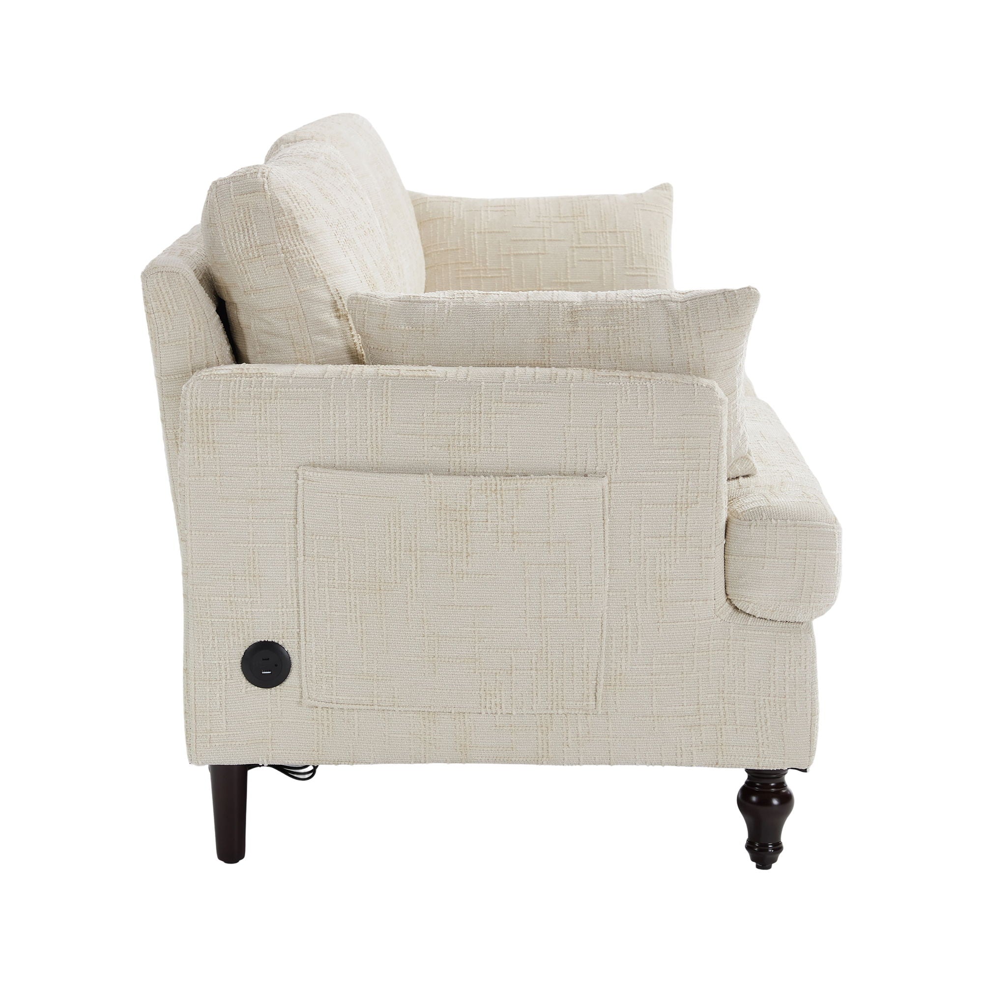 Chenille 2 Seater Sofa With LED Light, USB Charging Port, And Storage Bag