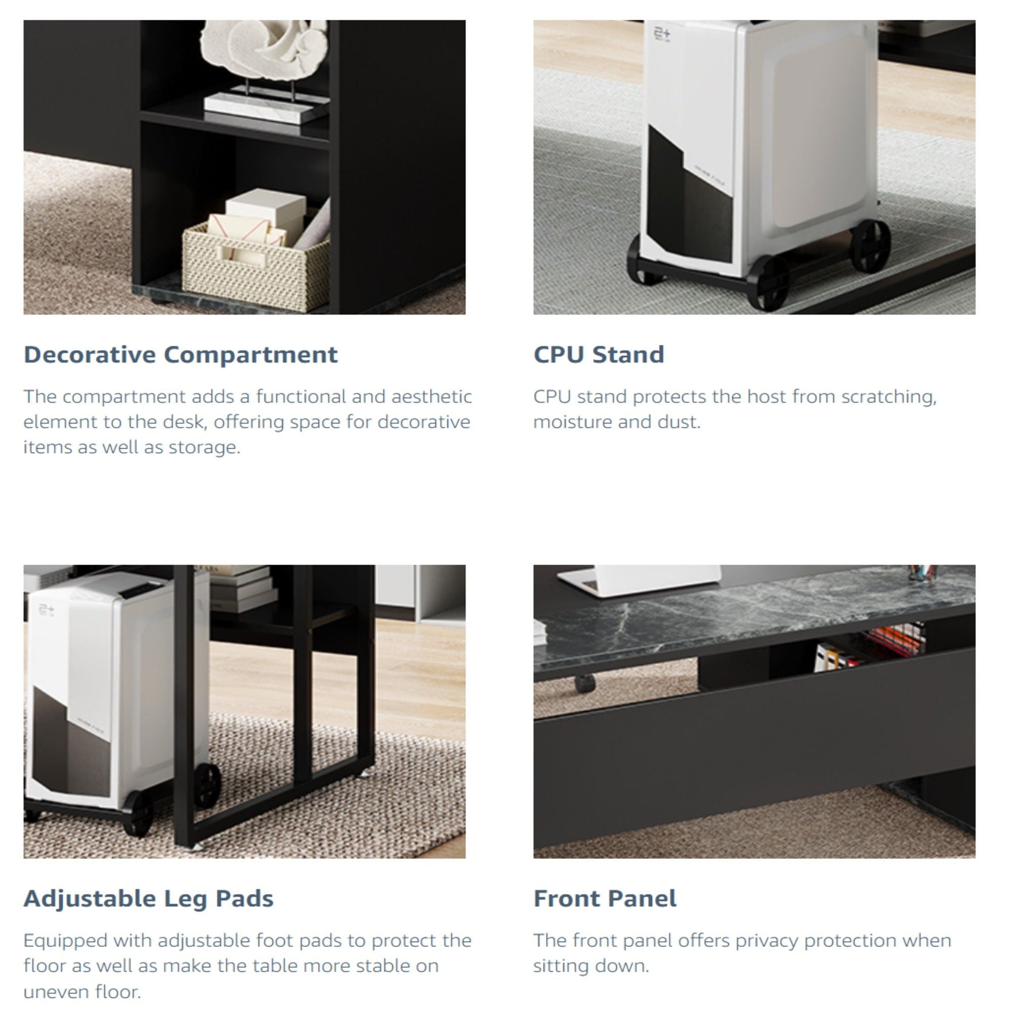 L-Shaped Executive Desk With Cabinet Storage