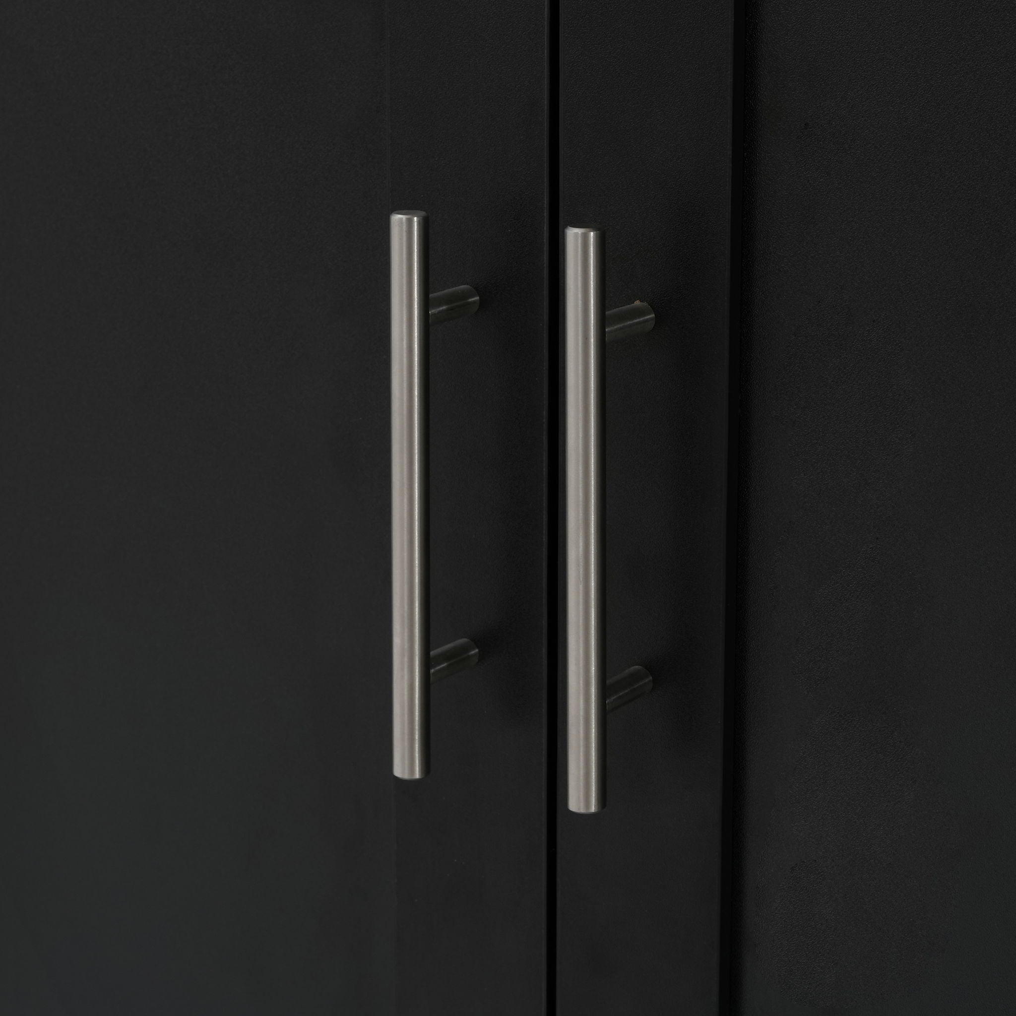 Mobile Kitchen Cart With Storage With 2 Doors, 3 Drawers & Adjustable Shelf - Black / Natural