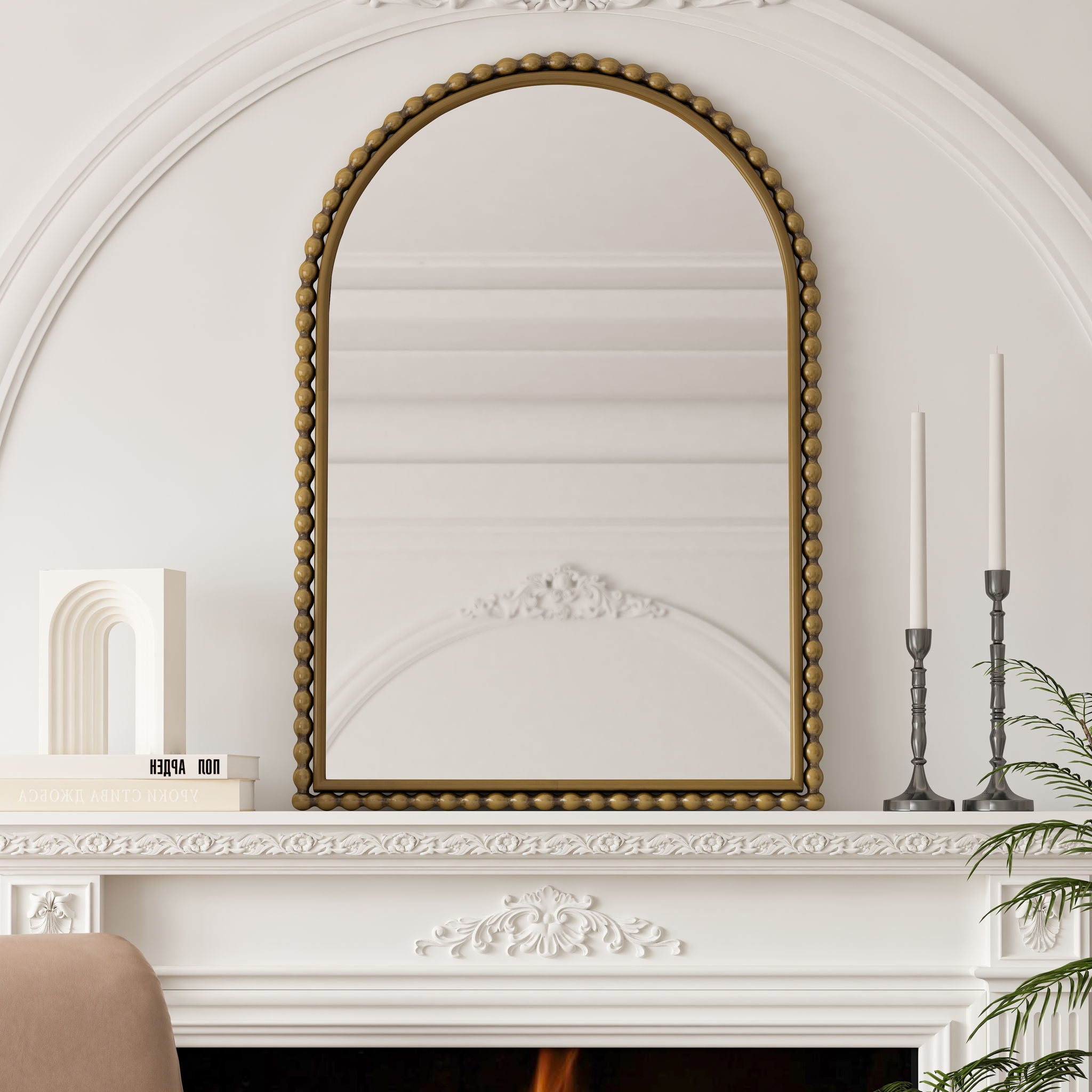 Vintage Iron Art Arch Mirror, Wall Hanging Or Table Display