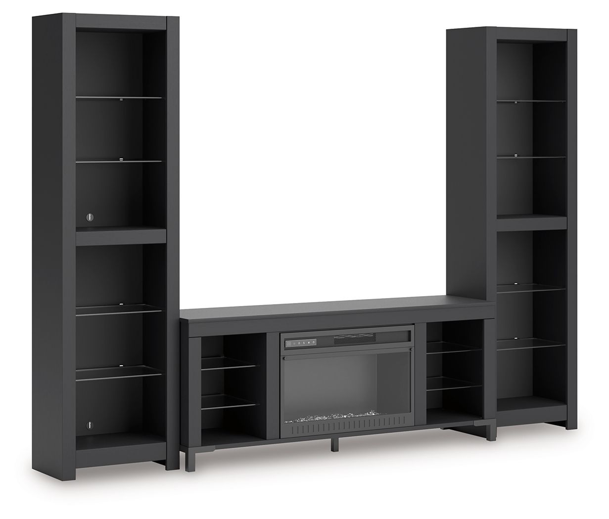 Signature Design by Ashley® Cayberry - Black - 3-Piece Entertainment Center With Electric Fireplace | Meri Furniture