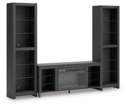 Signature Design by Ashley® Cayberry - Black - 3-Piece Entertainment Center With Electric Fireplace | Meri Furniture