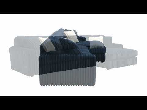 Breton - Sectional Sofa With 4 Pillows - Blue Corduroy