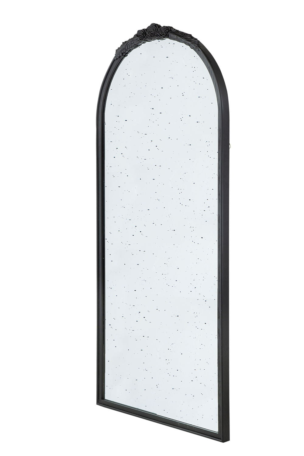 Hand Carved Rose Antique Mirror Frame, Wood Arch Mirror Wall Decor For Living Room