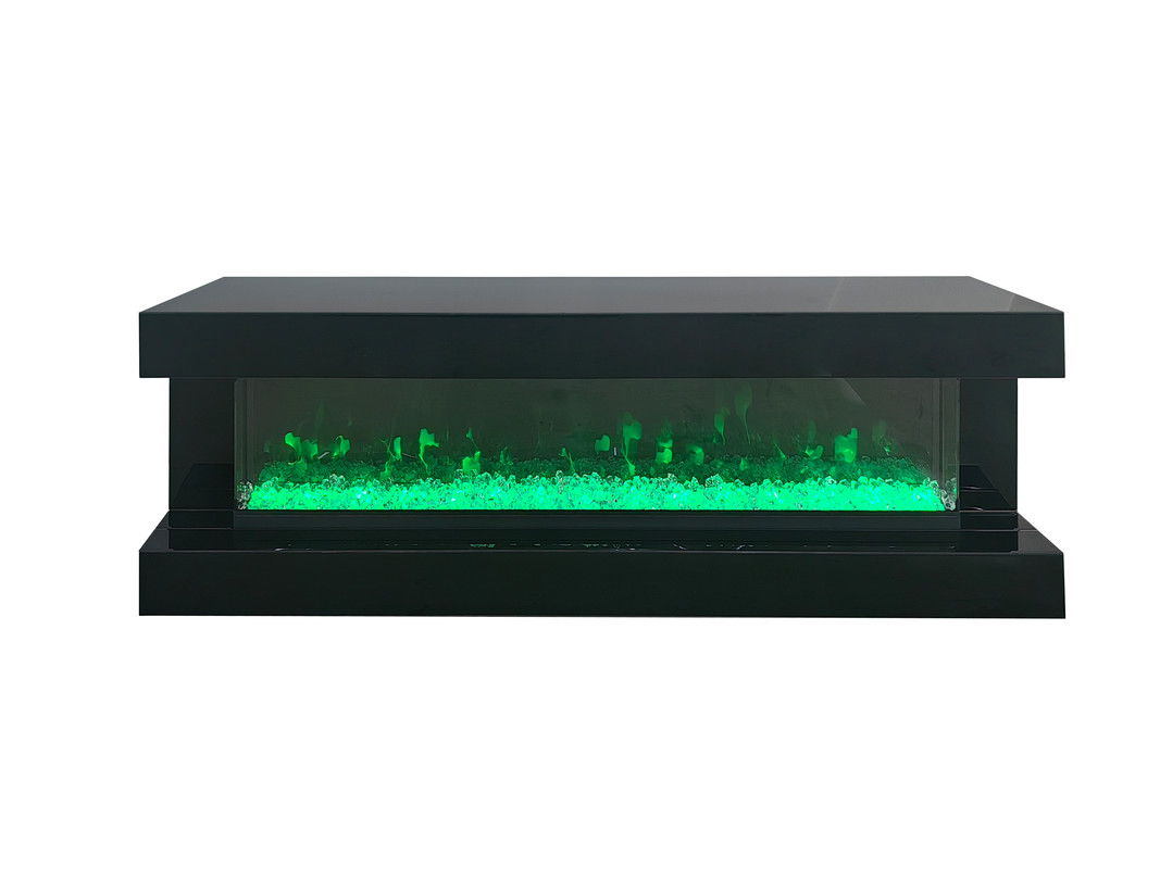 Vistura 71"W Black Finish TV Stand with Fireplace and Bluetooth Speaker