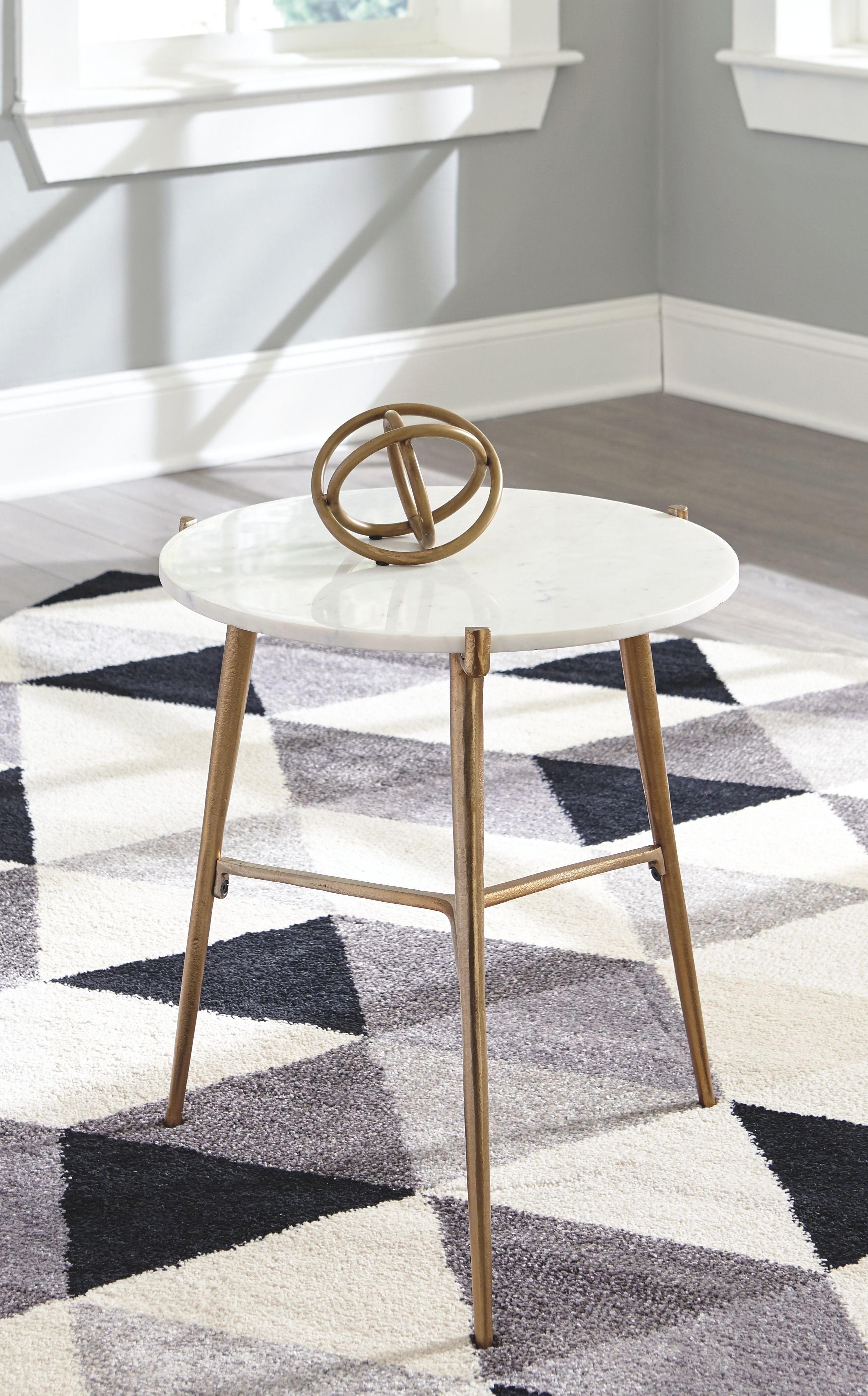 Ashley Furniture Chadton - White / Gold Finish - Accent Table | Meri Furniture