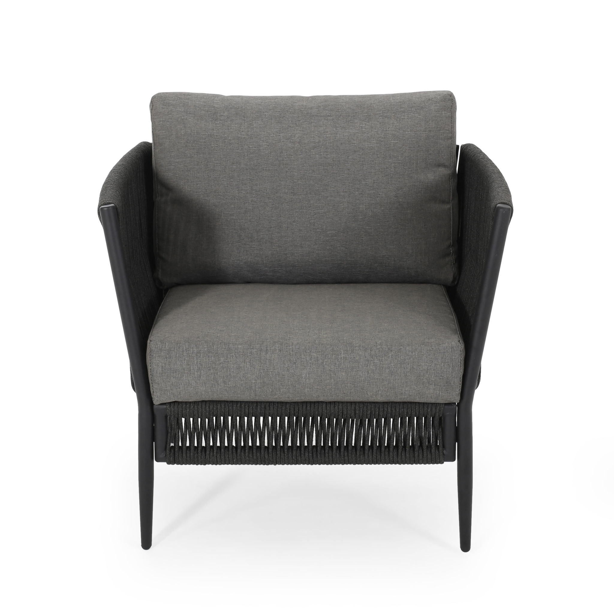 Hanford - Modern Club Chair With Woven Rope Design - Gray