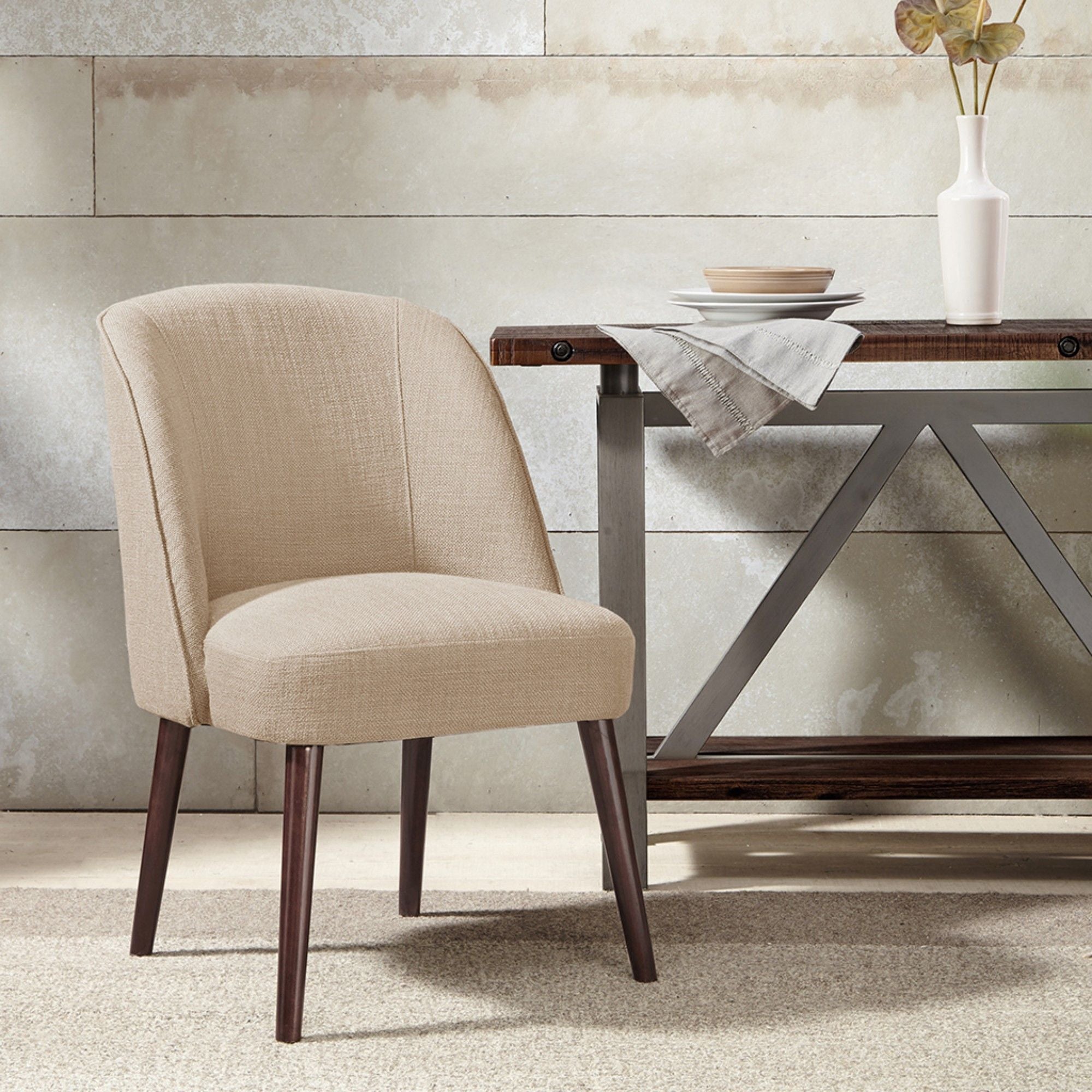 Rounded Back Dining Chair With Wraparound Design - Natural