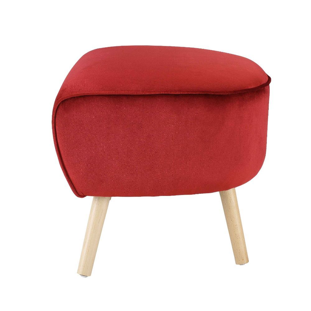 ACME Aisling - Ottoman - Red Velvet | Meri Furniture