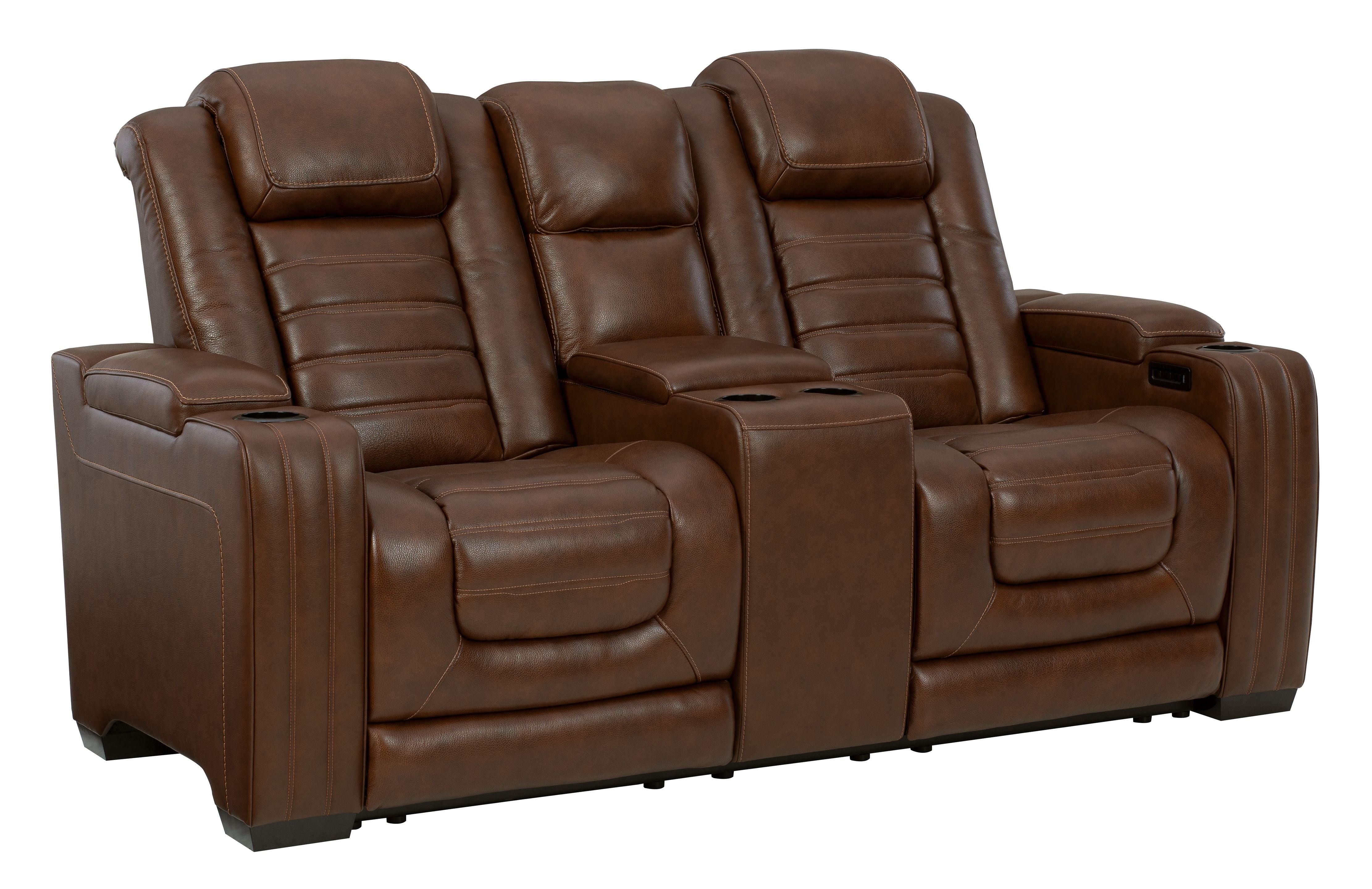 Ashley Furniture Backtrack - Chocolate - Pwr Rec Loveseat/Con/Adj Hdrst | Meri Furniture