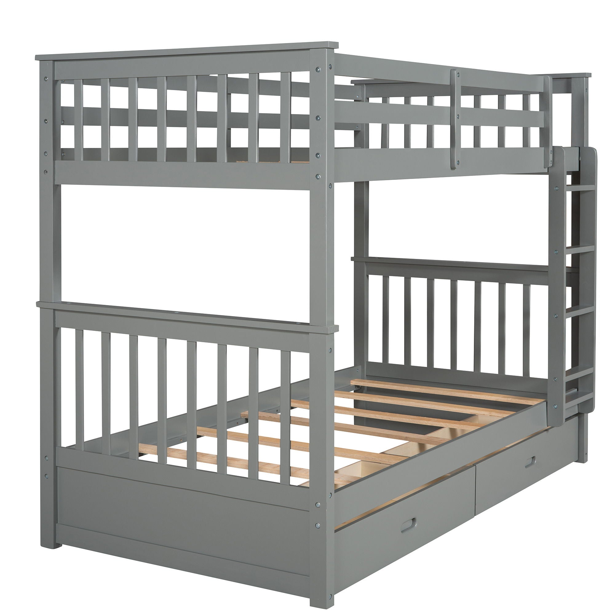 Bunk Bed With Ladders And 2 Storage Drawers