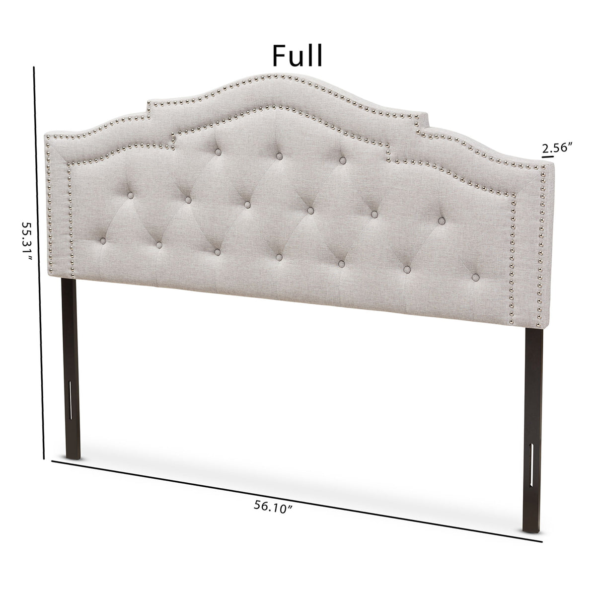 Edith Modern and Contemporary Greyish Beige Fabric Full Size Headboard