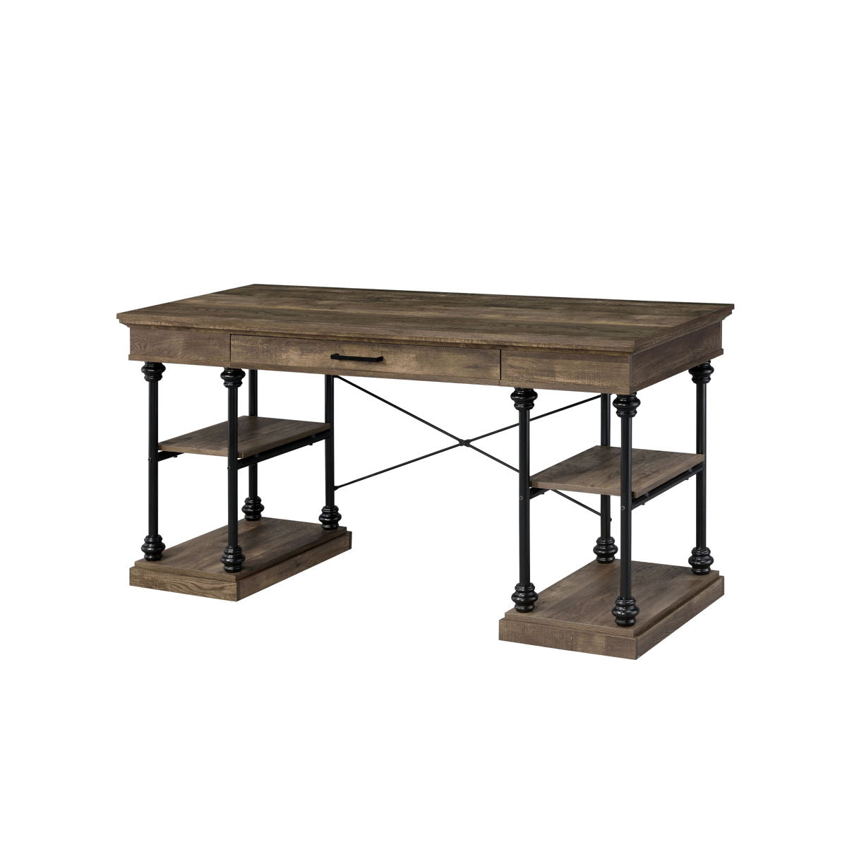 ACME Synal - Writing Desk - Rustic Oak & Black Finish | Meri Furniture