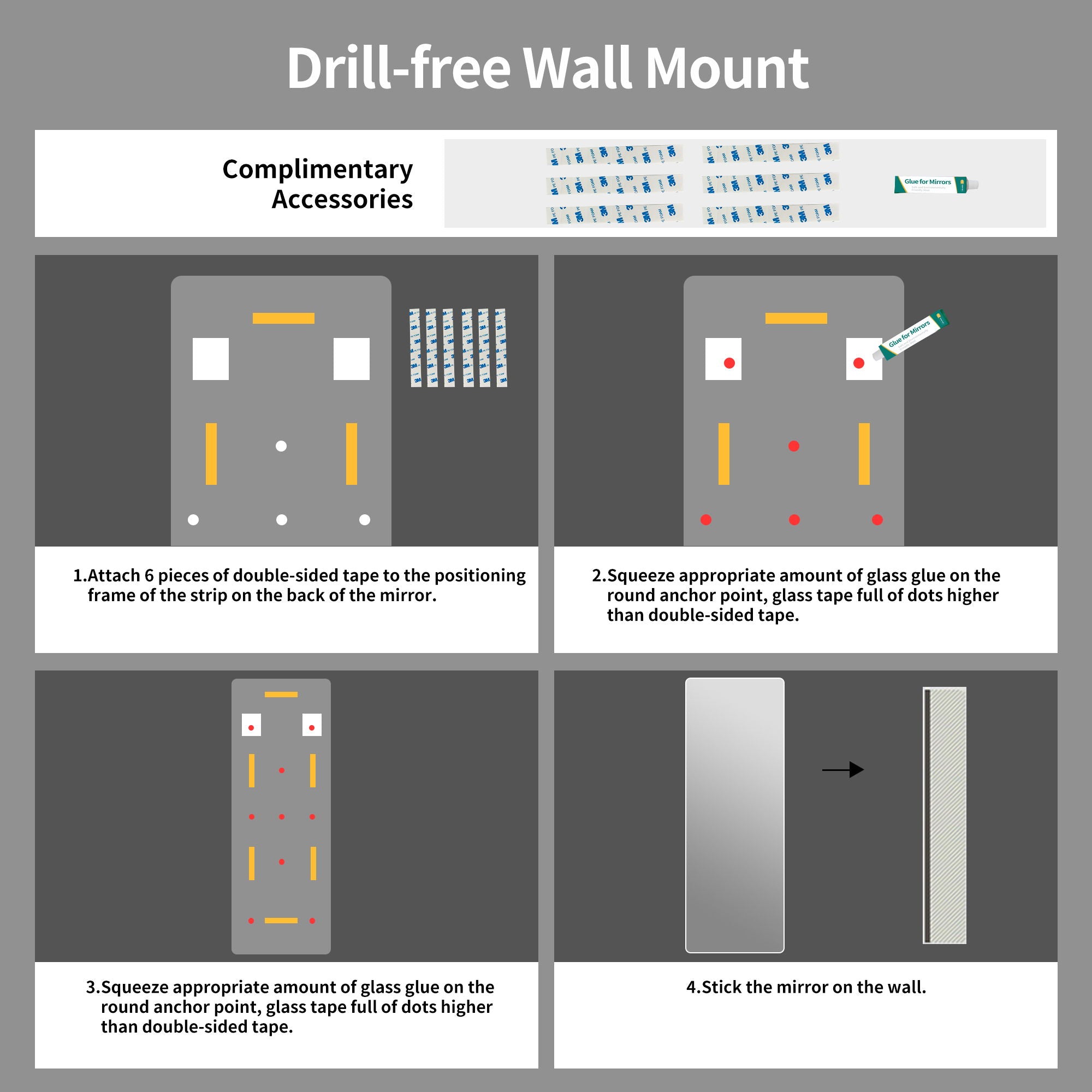 Full Body Round Corner Mirror For Living Room