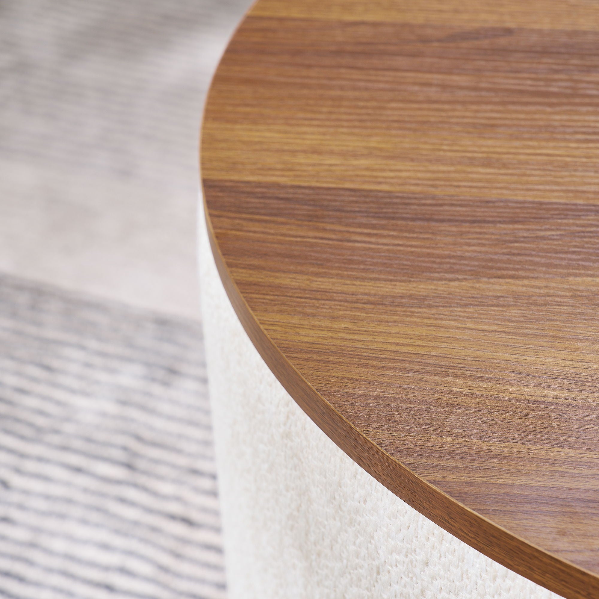 Classic 2 Piece Round Storage Ottoman Set With Drum Shaped Stool