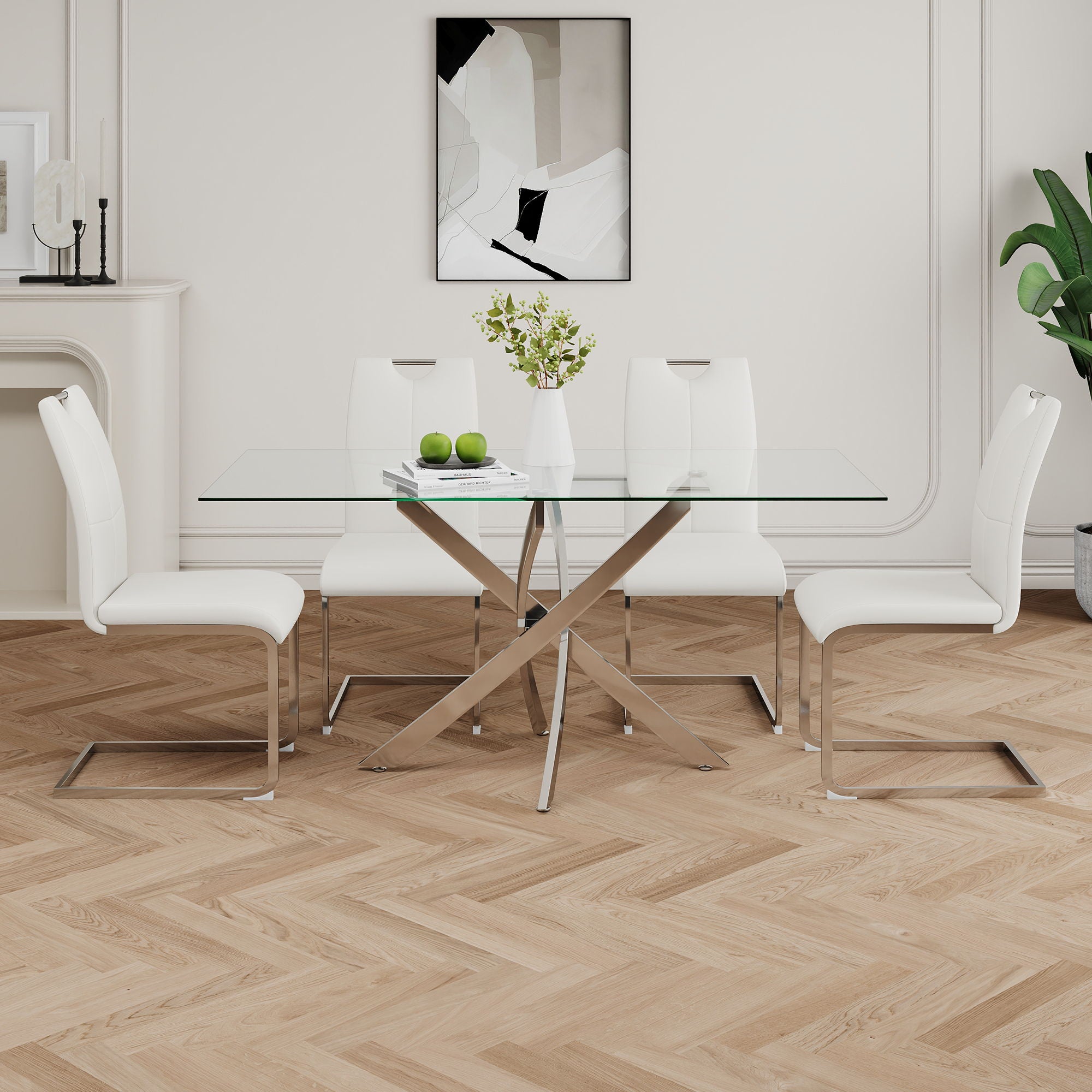 Modern Dining Chairs With Padded Seat And Metal Legs