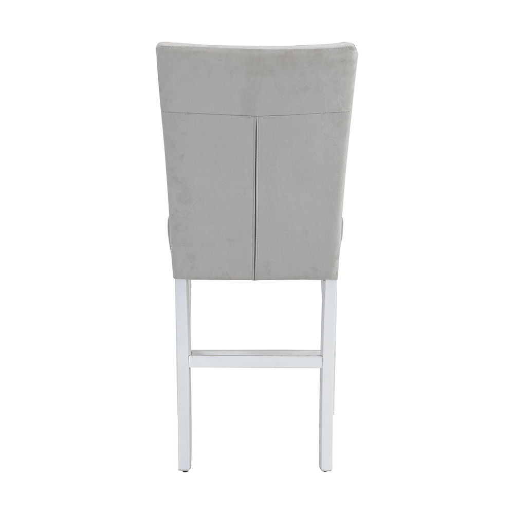 Elizaveta - Counter Height Chair Set of 2) - Gray Velvet &White High Gloss