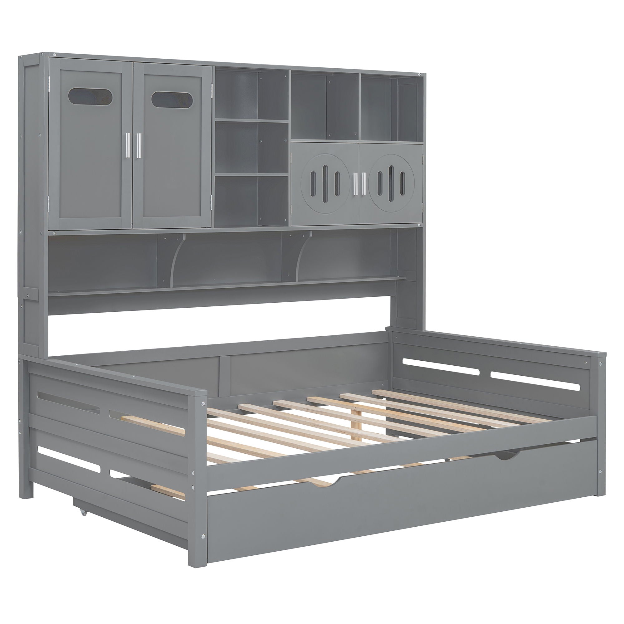 Daybed With All-In-One Cabinet And Shelf