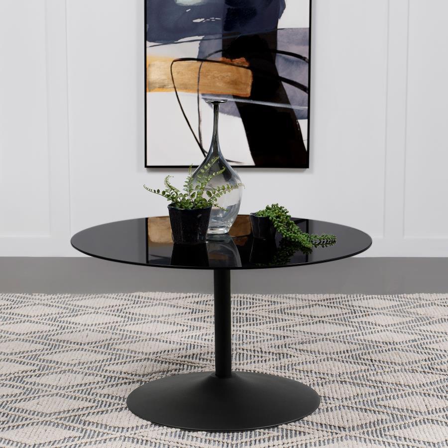 Coaster Fine Furniture Ganso - Round Metal Coffee Table With Tempered Glass Top - Black | Meri Furniture