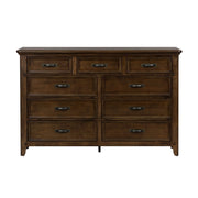 Liberty Furniture Saddlebrook - 9 Drawer Dresser - Dark Brown | Meri Furniture