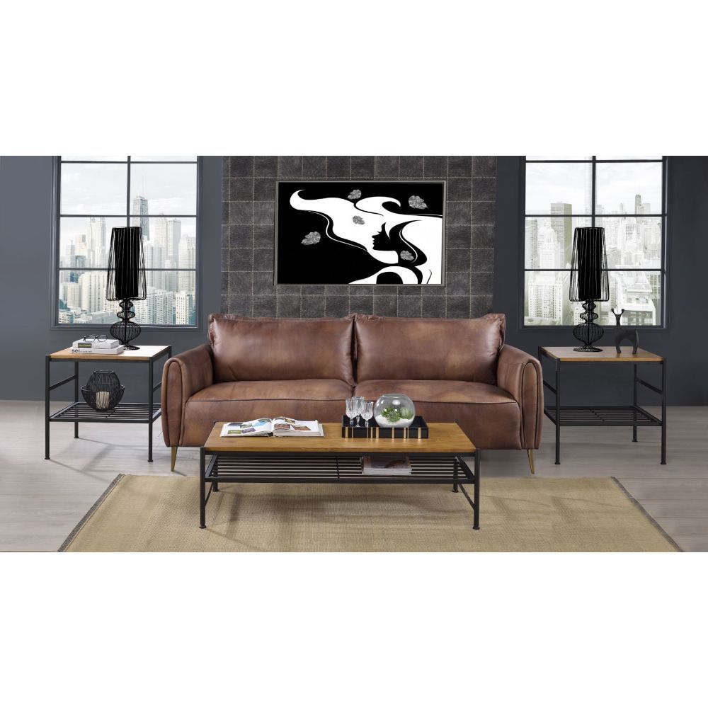 ACME Kande - Coffee Table - Oak & Black | Meri Furniture